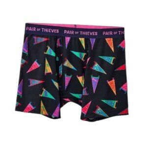 Pair‎ of Thieves SuperFit Men's Small Boxer Brief Black Collegiate Flags NWT